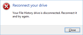 File History Drive Disconnected