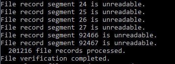 File Record Segment is Unreadable