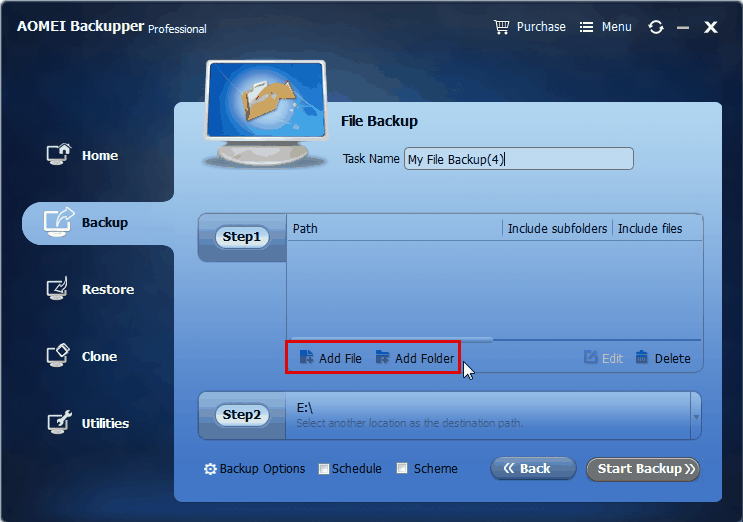 Add File or Add Folder