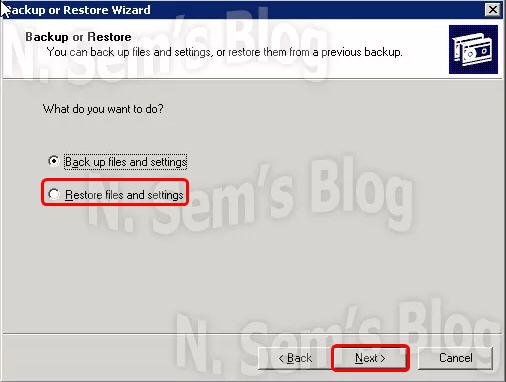 Fichiers de restauration NTBackup
