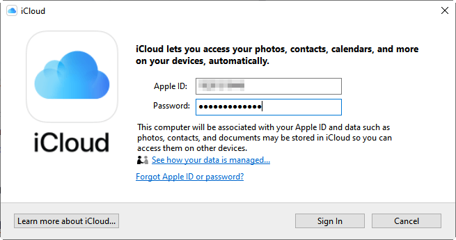 Enter Apple ID on iCloud 