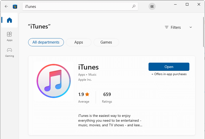 Microsoft Store iTunes 