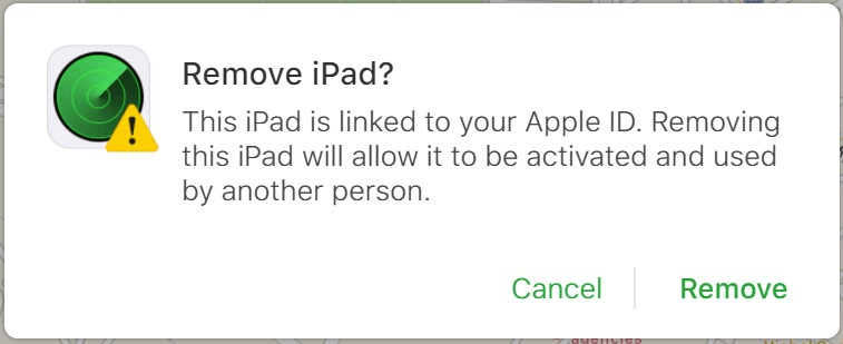 Confirm Remove iPad