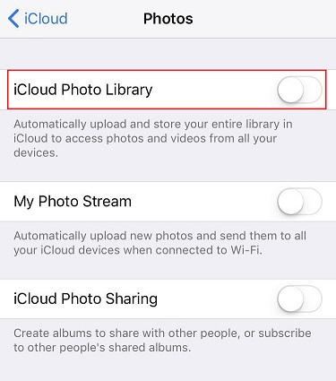 Turn on iCloud Photo Library