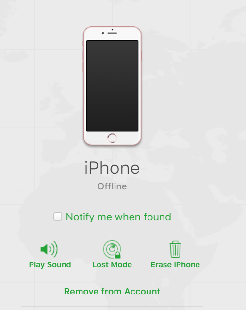 Erase iPhone in iCloud