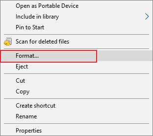 Format in File Explorer