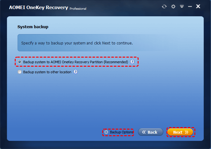 AOMEI OneKey Recovery Partition erstellen