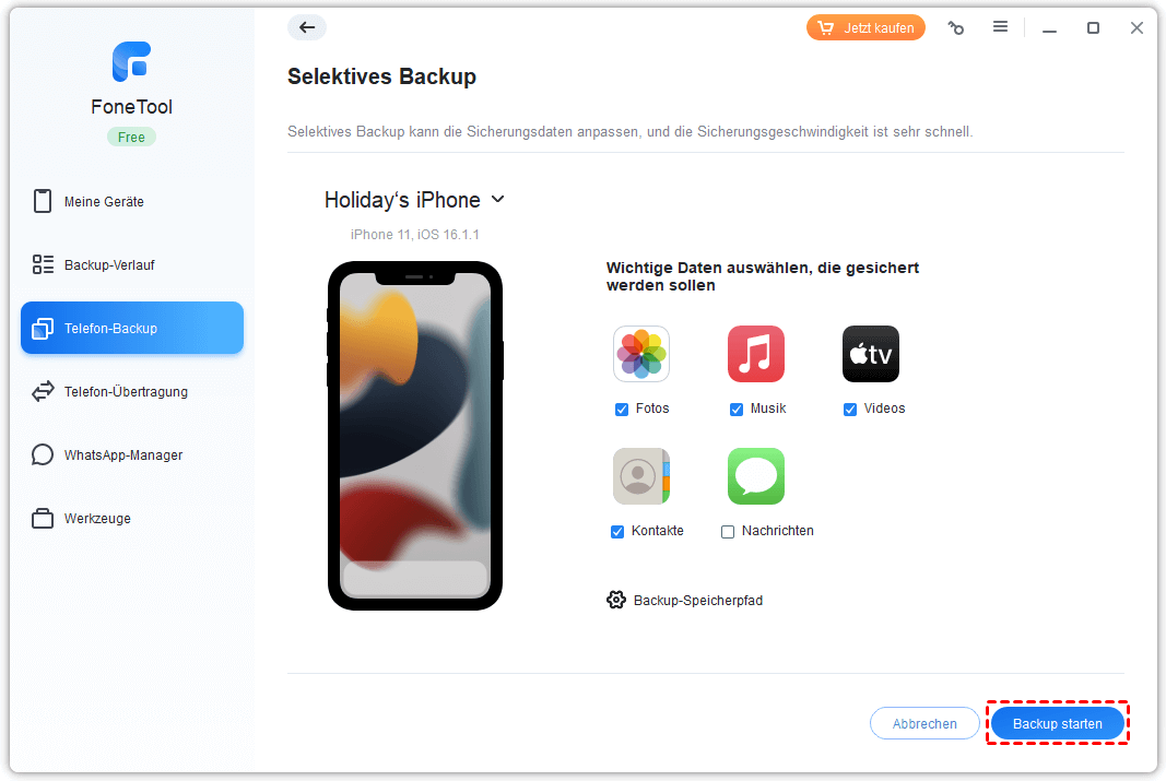 iPhone sichern ohne iTunes