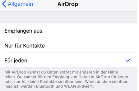 AirDrop einstellen