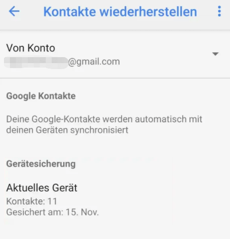 Kontakte wiederherstellen auf dem Android