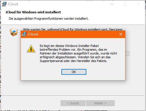 iCloud für Windows Installation Fehler