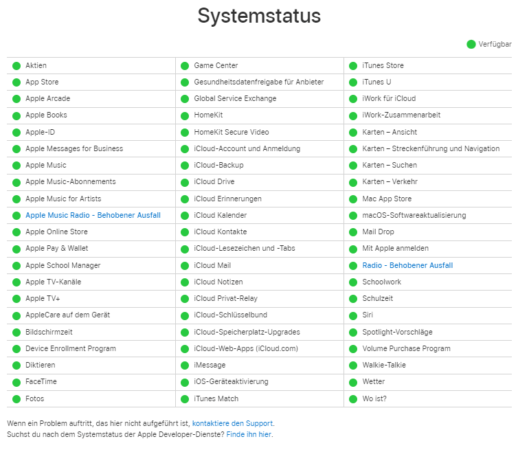 Apple-Systemstatus