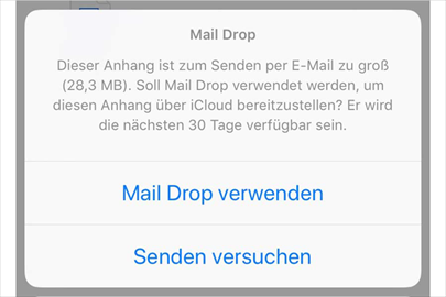 iPhone Mail Drop verwenden