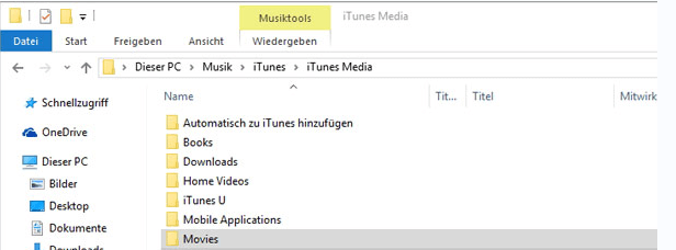 Speicherort von Automatisch zu iTunes hinzufügen