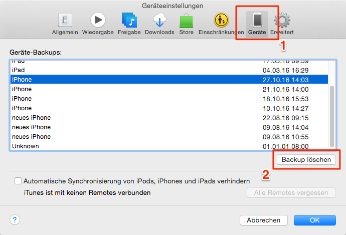 iTunes löscht beschädigte Dateien