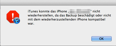 iTunes Backup beschädigt kompatibel