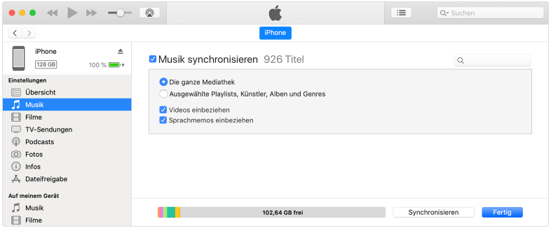 Musik synchronisieren mit iTunes