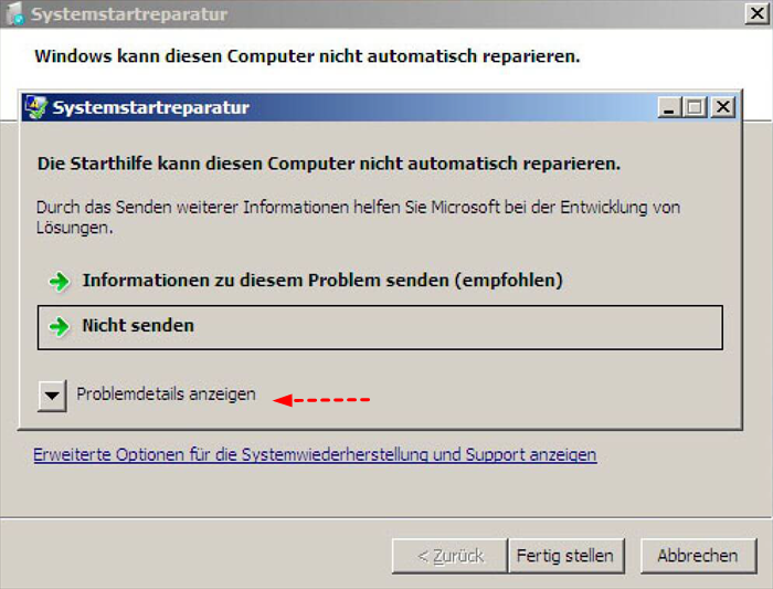 Windows 7 startet nicht mehr systemstartreparatur funktioniert nicht