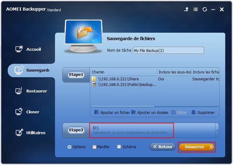 Sauvegarder des fichiers d
