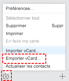 Exporter vCard sur iCloud