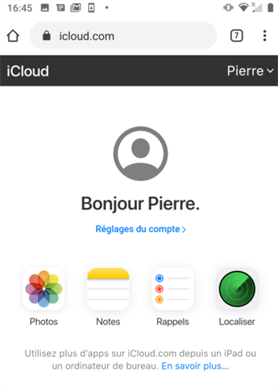 iCloud sur Android