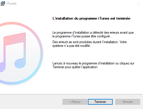 Problème d'installation iTunes