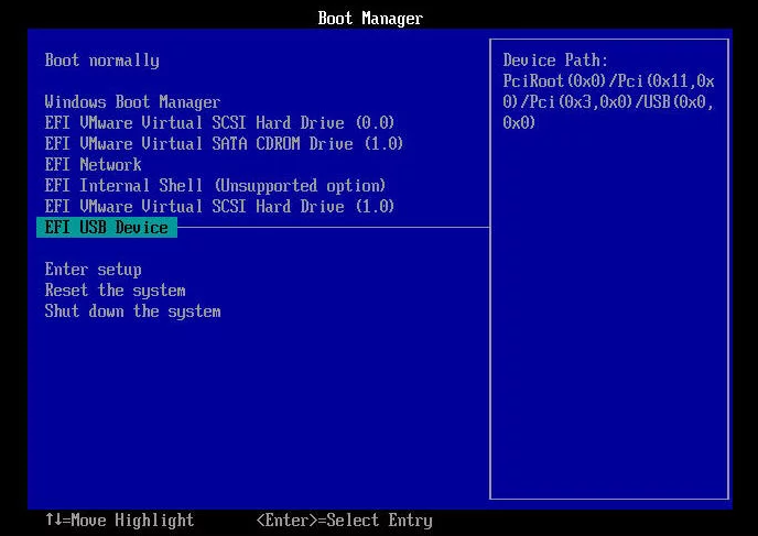 Boot from EFI USB Device