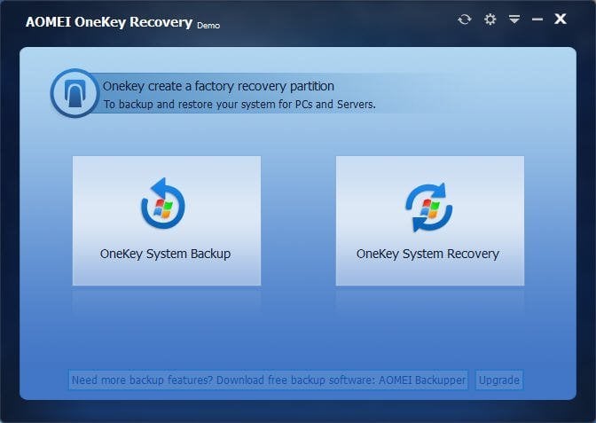 AOMEI OneKey Recovery screenshot