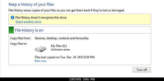 File History Doesn't Recognize This Drive
