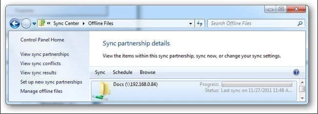 Sync with Sync Center Min