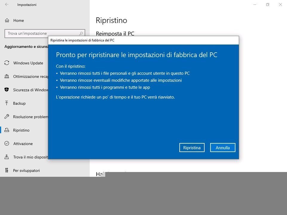C è Stato Un Problema Durante La Reimpostazione Del Pc