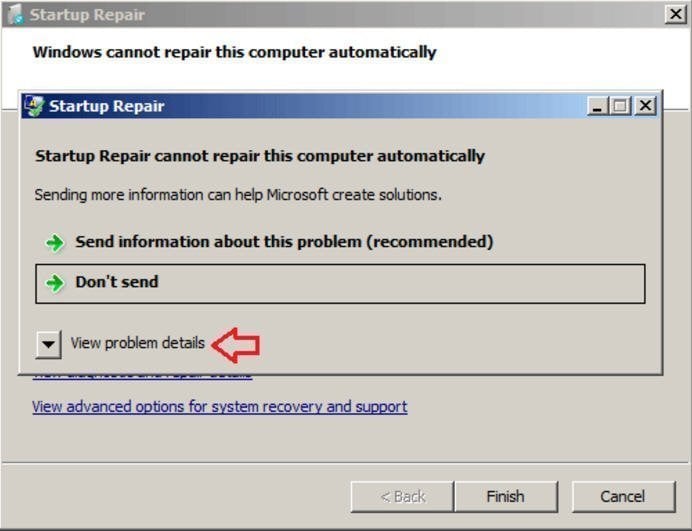Ripristino all'avvio non può ripristinare automaticamente questo computer