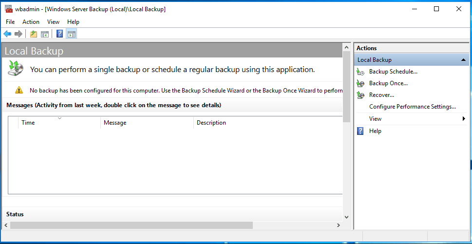 Creare Un Backup dell'immagine di Sistema per Windows Server 2019