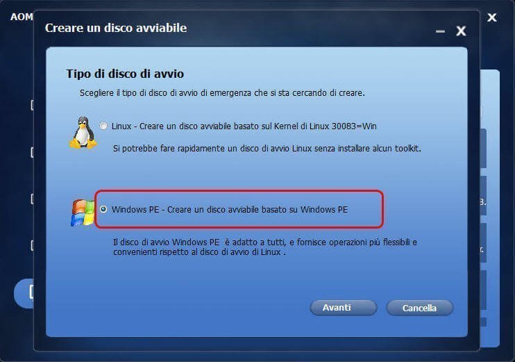 Select Bootable Disc Type