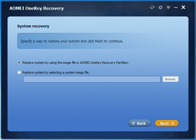 AOMEI Onekey Recoveryから復元