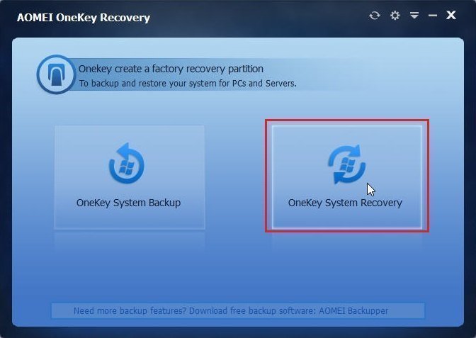 The interface of OneKey Recovery