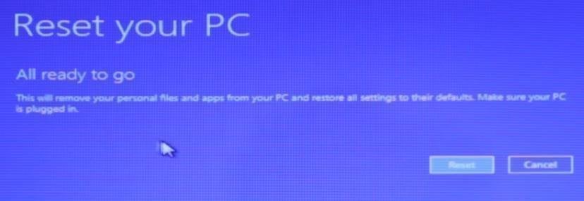 Reset Your PC Confirm