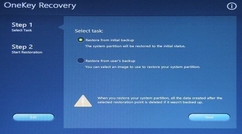 Lenovo Onekey Recovey Select Task