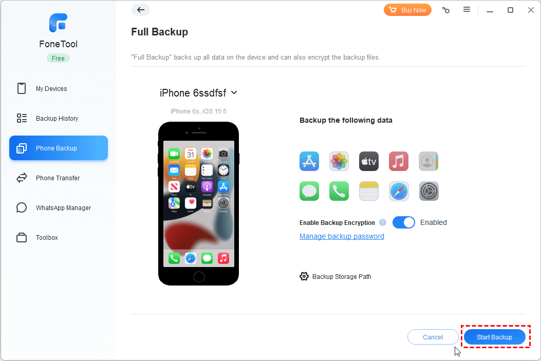 start backup iphone