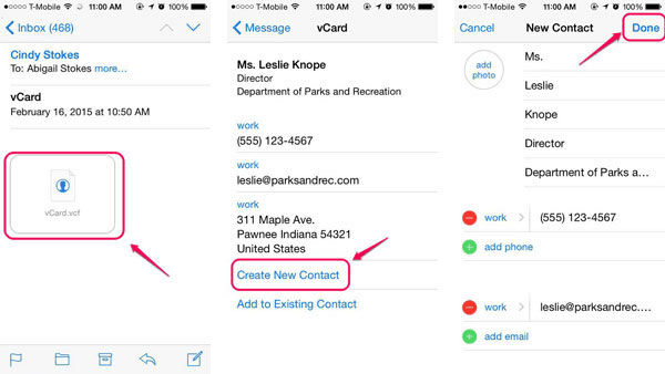 Transfer Contacts to iPhone via Email