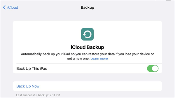 Back Up iPad to iCloud
