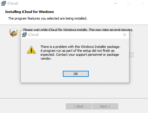 Icloud Windows Installer Package Error