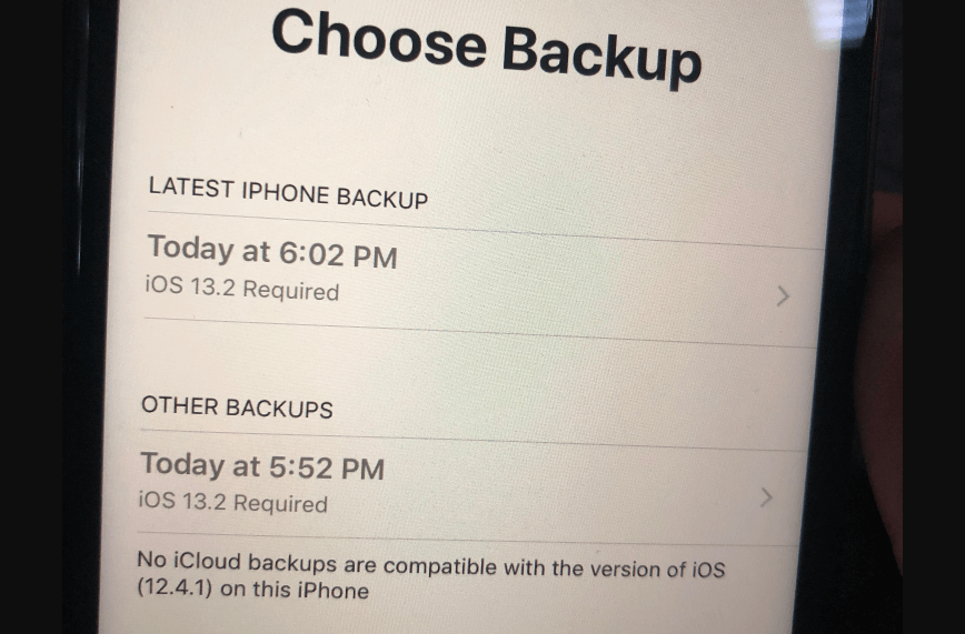 iCloud Backup Not Compatible 