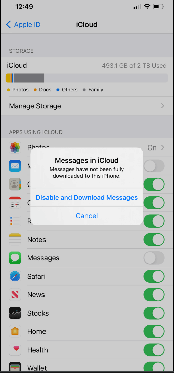 turn off messages icloud