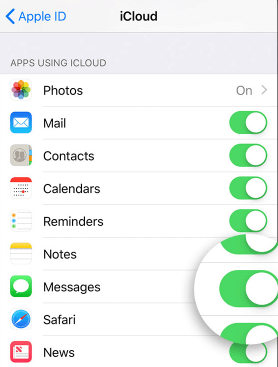 turn on icloud messages