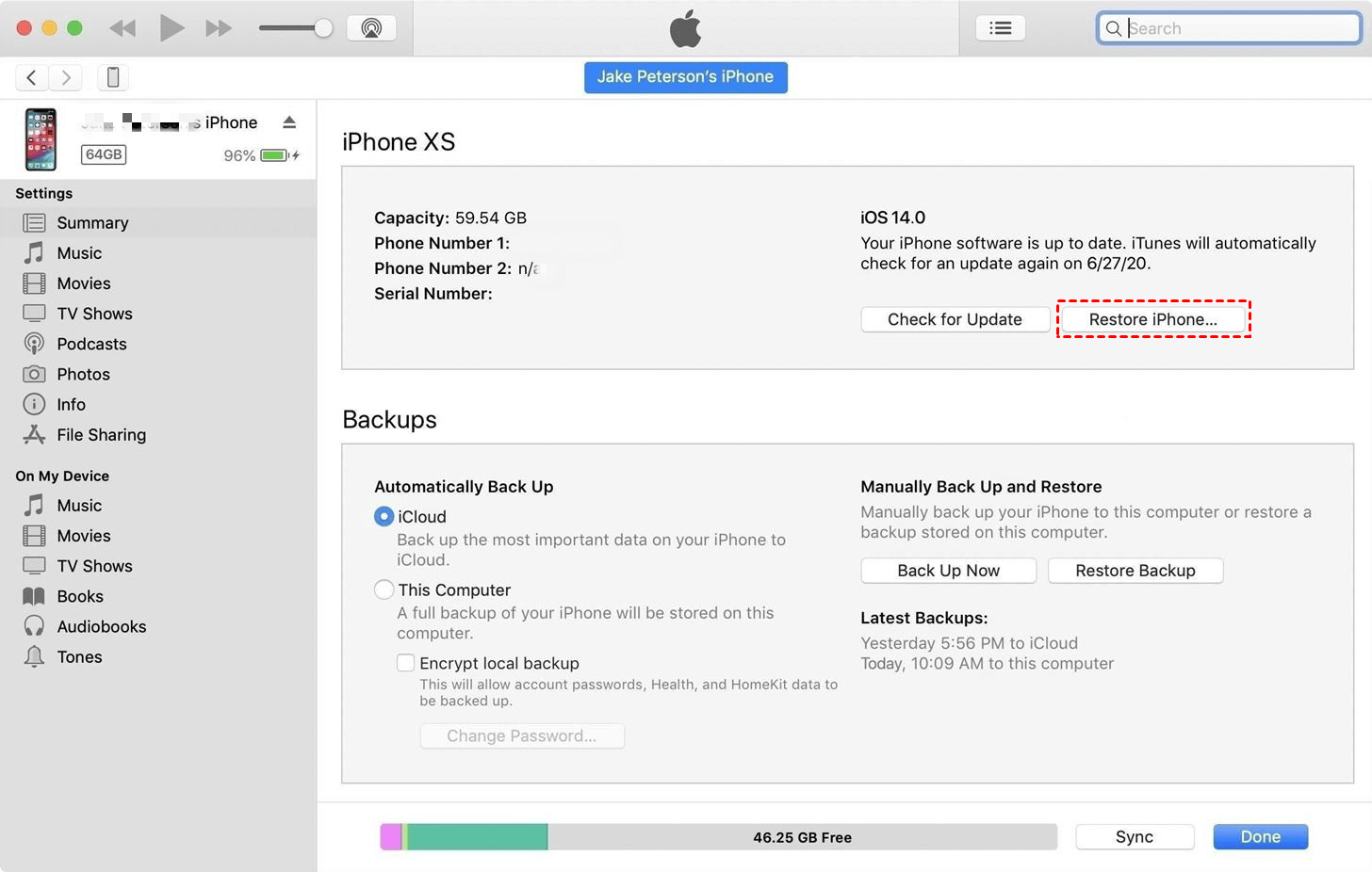 Downgrade iOS 14 to iOS 13 via iTunes