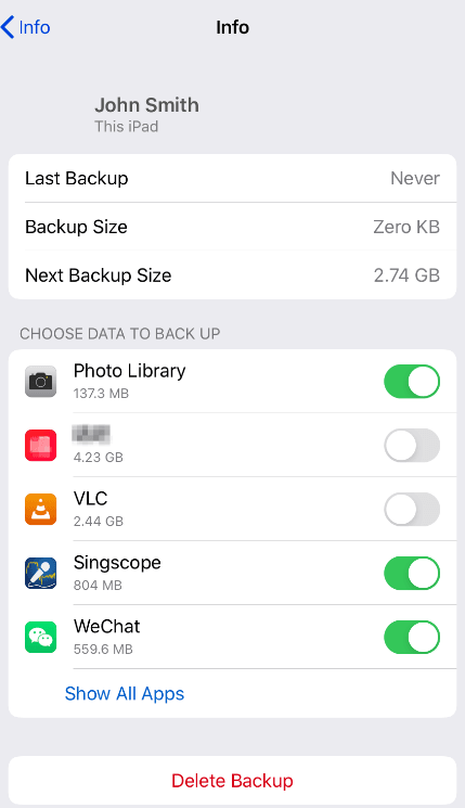 Check iCloud storage space