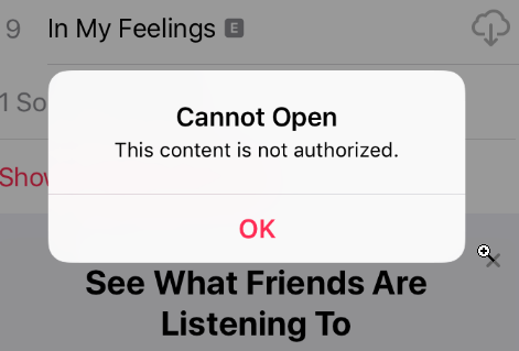 Apple Music Not Autorized