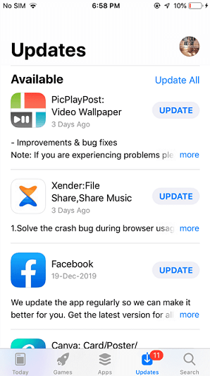 iPhone Update Apps
