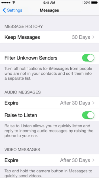 Message Filter Unknown Senders